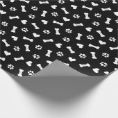 Hundeschlitten und Knochen schwarz Geschenkpapier (Ecke)