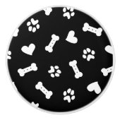 Hundeschlitten und Knochen schwarz Keramikknauf (Vorderseite)