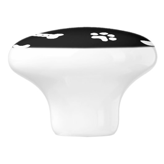 Hundeschlitten und Knochen schwarz  Keramikknauf (Seitenansicht)