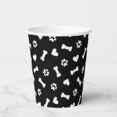 Hundeschlitten und Knochen schwarz Pappbecher (Rückseite)