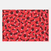 Hundeschlitten und Knochen Weihnachtsschneeflocken Geschenkpapier Set (Vorderseite 3)