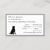 Hundeschlittenbetreuung für Haustiere Fellpfoten Visitenkarte (Rückseite)