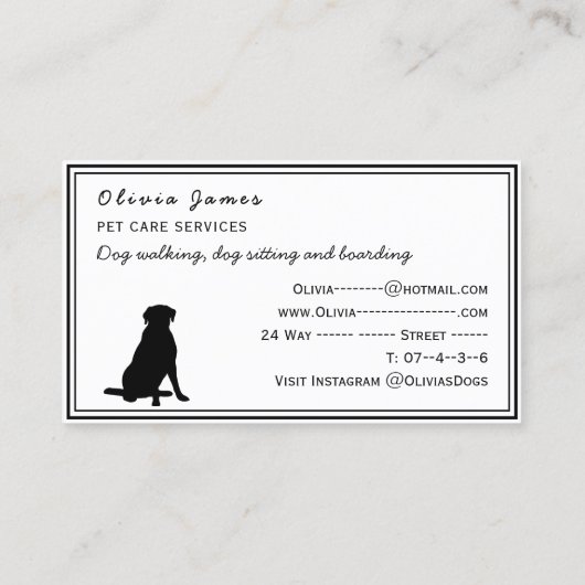 Hundeschlittenbetreuung für Haustiere Fellpfoten Visitenkarte (Rückseite)