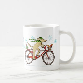 Hundeschlittenfahrrad mit Niedlichem Eichhörnchenu Kaffeetasse