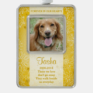 Hundeschlittengedächtnis Foto Weihnachten Goldene Rahmen-Ornament Silber