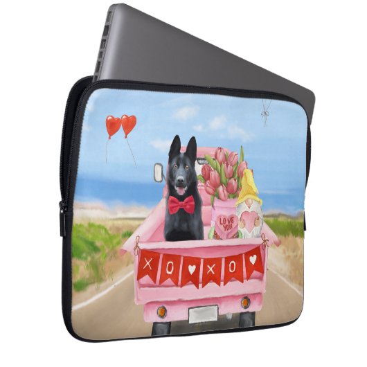 Hundeschlittenherd Valentine's Day Lkw Herz Laptopschutzhülle (Vorne Rechts)