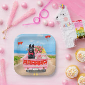 Hundeschlittenherd Valentine's Day Lkw Herz Pappteller (Party)