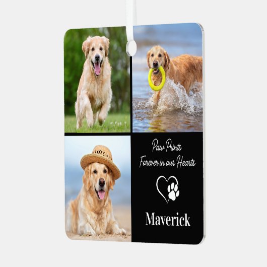 Hundeschlittenverlust Personalisiert 3 Fotomateria Ornament Aus Metall (Vorderseite links)