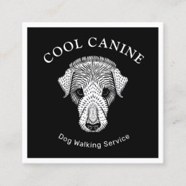 Hundeschlittenwanderung Coole Schwarz-weiße Visite Quadratische Visitenkarte