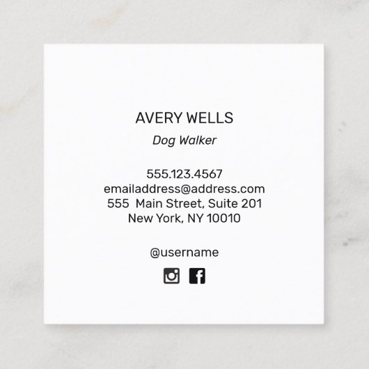 Hundeschlittenwanderung Coole Schwarz-weiße Visite Quadratische Visitenkarte (Rückseite)