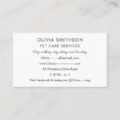 Hundeschlittenwanderung und Haustierpflege Visitenkarte (Rückseite)