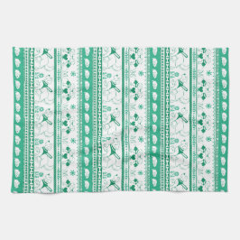 Hundeschrift goldenes Muster - grün - Geschirrtuch