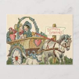 Hundeschubwagen für niedliche Kinder Postkarte