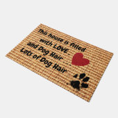 Hundeschuhmatte - Liebe und viele Hundehaare Fußmatte (Schrägansicht)