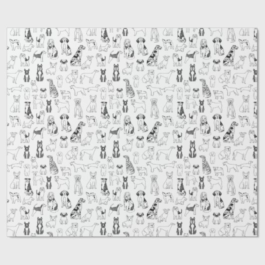 Hundeschutzpapier - Schwarz-Weiß-Hund-Design Geschenkpapier (Flach)
