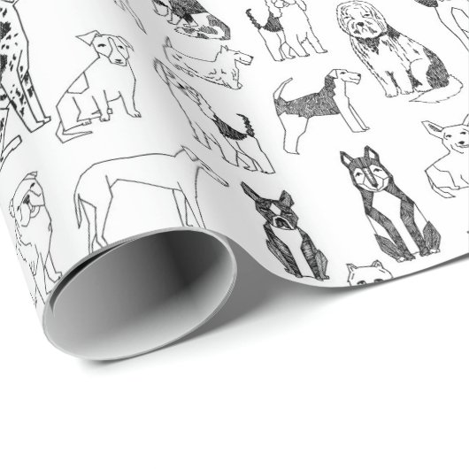 Hundeschutzpapier - Schwarz-Weiß-Hund-Design Geschenkpapier (Rolleneckpunkt)