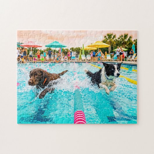 Hundeschwimmen Rennen Puzzle (Horizontal)