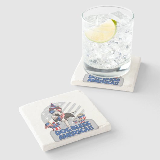 Hundesegler Amerika - 4. Juli Pitbull Patriotic Steinuntersetzer (Seitenansicht)