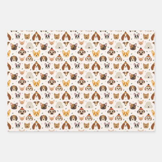 Hundesicht im Winter Hats Urlaubsmuster Geschenkpapier Set (Vorderseite 3)