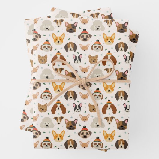 Hundesicht im Winter Hats Urlaubsmuster Geschenkpapier Set (Beispiel)
