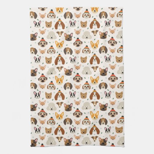 Hundesicht im Winter Hats Urlaubsmuster Geschirrtuch (Vertikal)