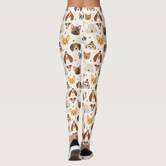Hundesicht im Winter Hats Urlaubsmuster Leggings (Rückseite)
