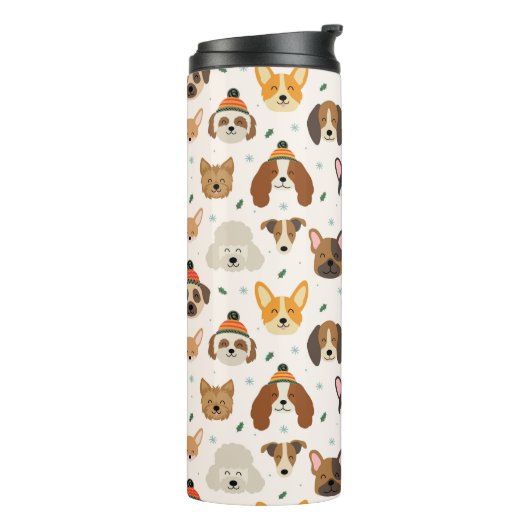 Hundesicht im Winter Hats Urlaubsmuster Thermosbecher (Nach links gedreht)