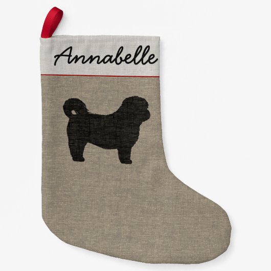 HundeSilhouette-Feiertags-personalisiertes Kleiner Weihnachtsstrumpf (Vorderseite)