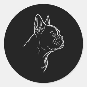 Hundesilhouette Französische Bulldogge Liebhaber F Runder Aufkleber