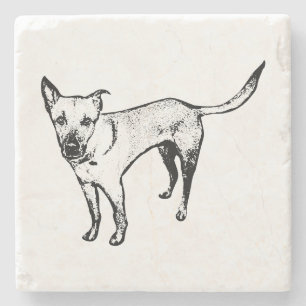 Hundesilhouette-Untersetzer – Minimale Tintenschri Steinuntersetzer
