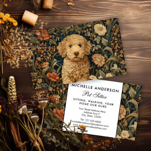 Hundesitter Goldendoodle Welpe Elegant Vintage Visitenkarte