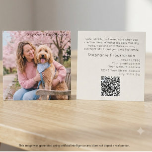 Hundesitter-Spaziergang-Foto-QR-Code-Geschäftskart Quadratische Visitenkarte