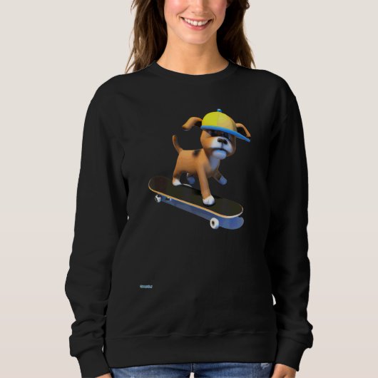 Hundeskateboardfahren Sweatshirt (Vorderseite)