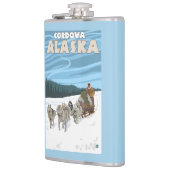 HundeSledding Szene - Cordova, Alaska Flachmann (Links)