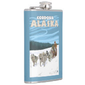 HundeSledding Szene - Cordova, Alaska Flachmann (Rechts)