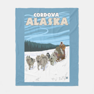 HundeSledding Szene - Cordova, Alaska Fleecedecke