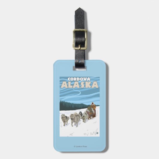 HundeSledding Szene - Cordova, Alaska Gepäckanhänger (Vorderseite vertikal)