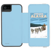 HundeSledding Szene - Cordova, Alaska Incipio iPhone Geldbeutel-Hülle (Folio Geöffnet)
