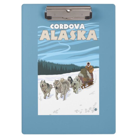 HundeSledding Szene - Cordova, Alaska Klemmbrett (Vorderseite)