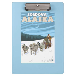 HundeSledding Szene - Cordova, Alaska Klemmbrett