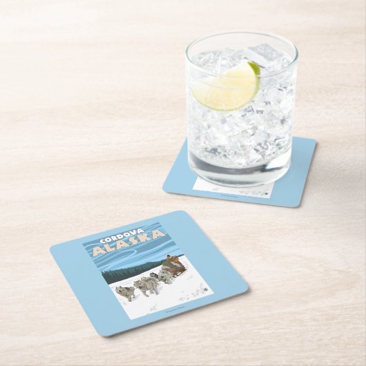 HundeSledding Szene - Cordova, Alaska Rechteckiger Pappuntersetzer (Vor Ort)