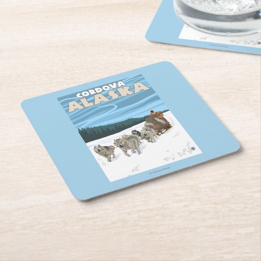 HundeSledding Szene - Cordova, Alaska Rechteckiger Pappuntersetzer (angewinkelt)