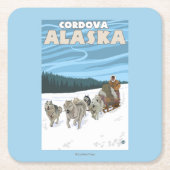 HundeSledding Szene - Cordova, Alaska Rechteckiger Pappuntersetzer (Vorderseite)