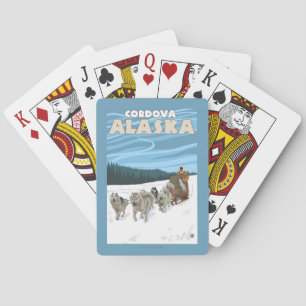 HundeSledding Szene - Cordova, Alaska Spielkarten
