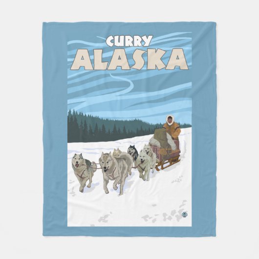 HundeSledding Szene - Curry, Alaska Fleecedecke (Vorderseite)