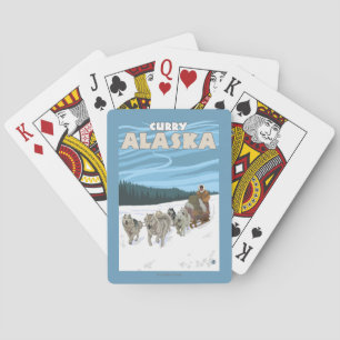 HundeSledding Szene - Curry, Alaska Spielkarten