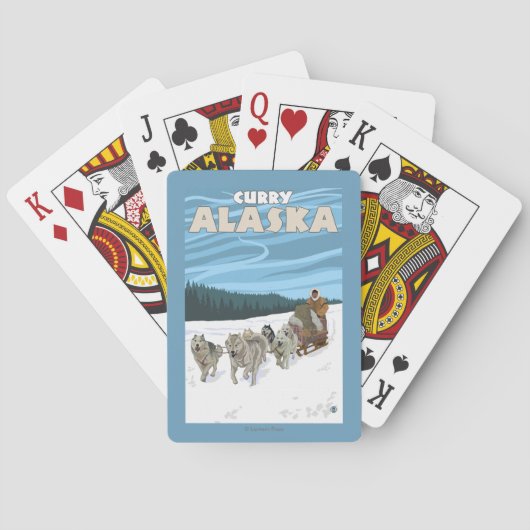 HundeSledding Szene - Curry, Alaska Spielkarten (Rückseite)