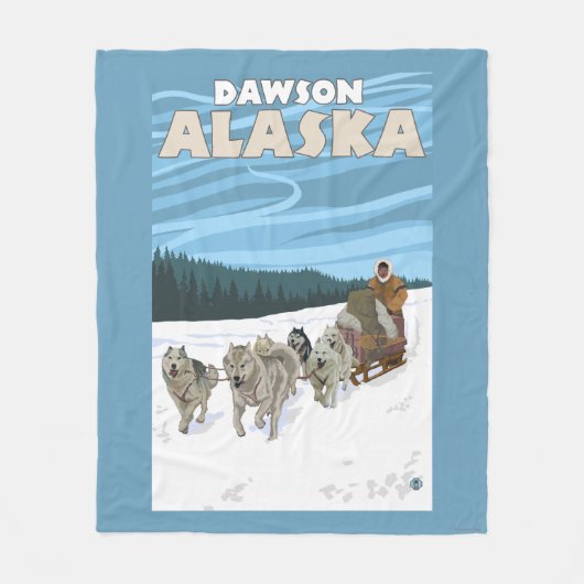 HundeSledding Szene - Dawson, Alaska Fleecedecke (Vorderseite)
