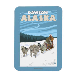 HundeSledding Szene - Dawson, Alaska Magnet