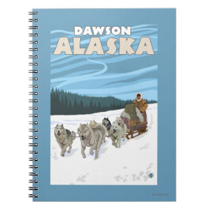 HundeSledding Szene - Dawson, Alaska Notizblock